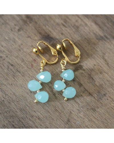 Ohrclips mit Chalcedon vergoldet |  | Artikelnummer: 2000