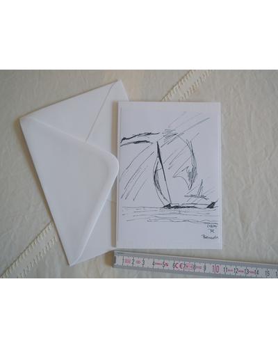 Segelboot11 gezeichnet, digitalisiert und als Kunstkarte fertig gestellt |  | Artikelnummer: 11-2014