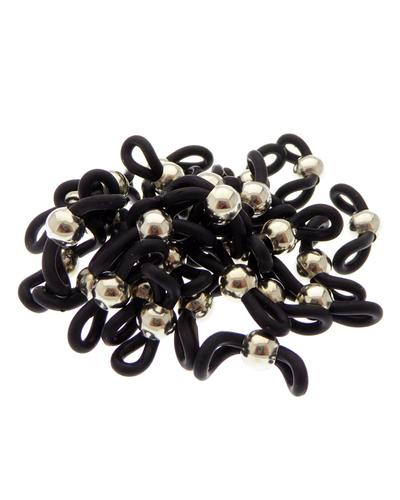 30 Stück Verbinder für Brillenbänder Brillenöse Brillenschlaufe silberfarbenen Perle mit schwarzem Gummi  |  | Artikelnummer: B980