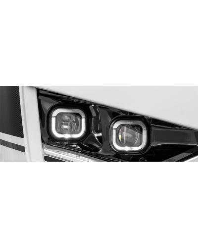 NOLDEN AVEGO 90mm LED Abblendlicht SET - U | 90mm Hauptscheinwerfer eckig Abblendlicht Ausführung U mit Lichtleitertechnik TFL (2 Stück) | Artikelnummer: WoN-NO-90AVEGO-6AA1B0010-Abblend_U-SET