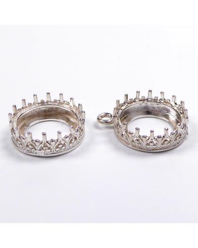 925 Sterling Silber 12mm Lünette runde Kronenfassung mit Schleifenzubehör für Anhänger Charms oder Ohrringe, 2 Stück |  | Artikelnummer: 10227