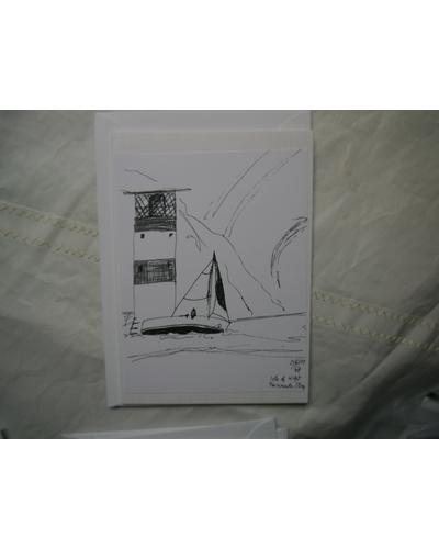 Segelboot mit Leuchtturm Kunstkarte, Portsmouth |  | Artikelnummer: 9-2014