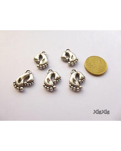 6 Stk. Füße  Anhänger antik silberfarben |  | Artikelnummer: 838