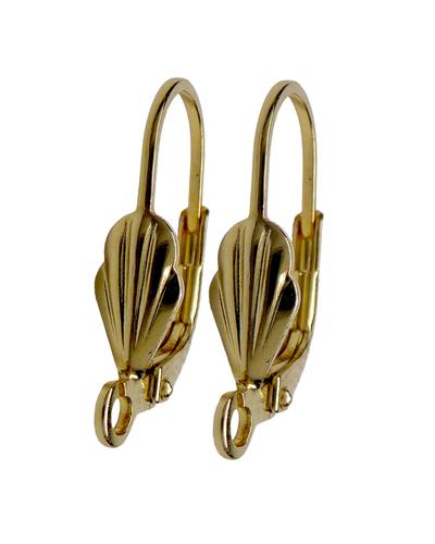 5 Paar 925 Sterling vergoldet Silber French Leaf Klapp Brisuren 17x10mm |  | Artikelnummer: AG103G