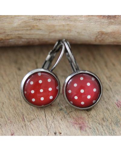 vintage Ohrringe 12 mm /PUNKTE/ | rot weiß | Artikelnummer: 4426-6652-6807