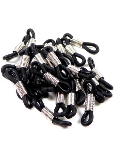 30 Stück Verbinder  für Brillenbänder Brillenöse Brillenschlaufe silberfarben großem Spriralverbinder mit schwarzen Gummi |  | Artikelnummer: B981