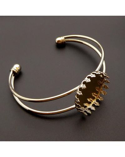 3 Stück Bezel Armreif Rohling für 25mm Cabochon silberfarben |  | Artikelnummer: Arm 25S Bezel