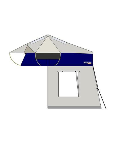 Rooflodge Evolution 2 Dachzelt | Größe 140 Extended mit Bodenzelt | Artikelnummer: WoN-NA-Evo2-140-E-BLU-H