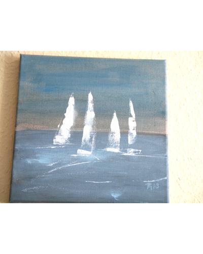 Bild Segelboot, kleines Gemälde, 30s30 | Acrylfarben auf Leinwand | Artikelnummer: 201903 3030lw
