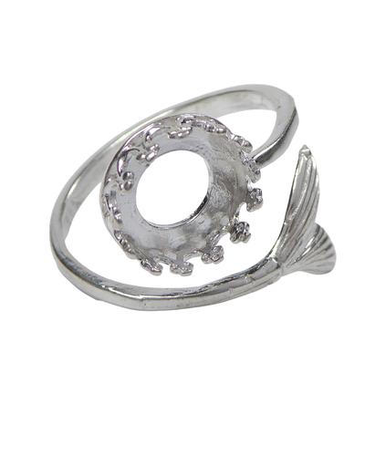 925 Sterling Silber Ring Rohling mit 8mm Fassung mit Fischflosse hell silberfarben |  | Artikelnummer: 10380SH