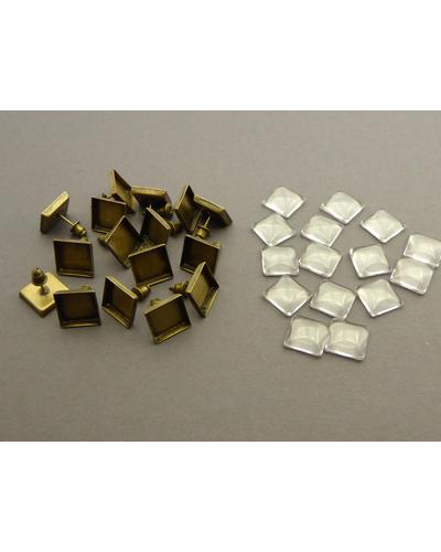 16 Stück Ohrstecker  quadratische 12mm bronzefarben |  | Artikelnummer: 4110