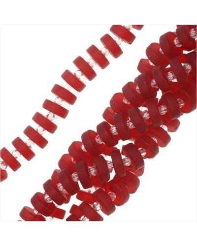 1 Strang  Meerglas Perlen quadratisch rot |  | Artikelnummer: 855
