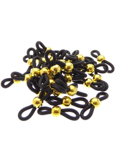 30 Stück Verbinder für Brillenbänder Brillenöse Brillenschlaufe goldfarben Perle mit schwarzem Gummi |  | Artikelnummer: BB973
