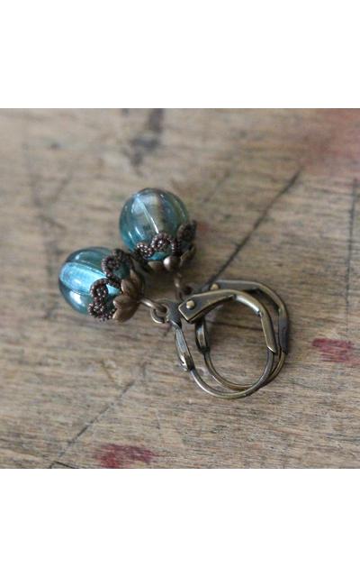 kleine funkelnde Ohrringe  | Messing und Glas | Artikelnummer: 1006