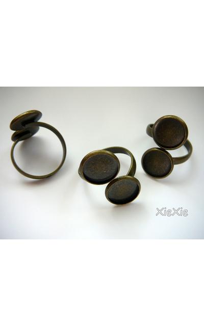 5 Stück Doppel  Ringrohlinge 12mm Fassung bronzefarben |  | Artikelnummer: R445