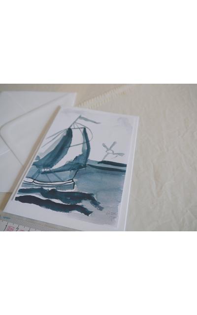 Segelboot delfter Art aquarelliert, digitalisiert und als Kunstkarte fertig gestellt |  | Artikelnummer: 28-2010