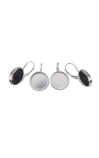 2 Paar Ohrring Klappbrisuren aus 925 Sterling Silber für 12mm Cabochons   |  | Artikelnummer: SAN35