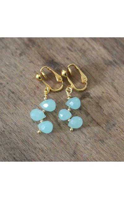 Ohrclips mit Chalcedon vergoldet |  | Artikelnummer: 2000