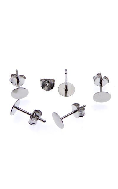 5 Paar 925 Silber Ohrstecker 6mm rhodiniert mit Klebe Platte |  | Artikelnummer: 2E-C009 R