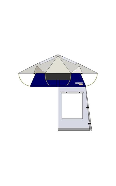 Rooflodge Evolution 2 Dachzelt 165 Basic mit Vorzelt | Größe 165 Basic mit Vorzelt | Artikelnummer: WoN-NA-Evo2-165BVZ-BLU-H