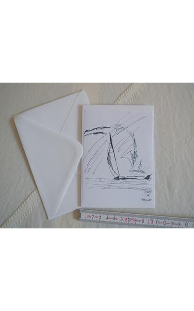 Segelboot11 gezeichnet, digitalisiert und als Kunstkarte fertig gestellt |  | Artikelnummer: 11-2014