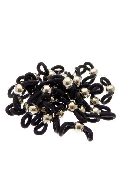 30 Stück Verbinder für Brillenbänder Brillenöse Brillenschlaufe silberfarbenen Perle mit schwarzem Gummi  |  | Artikelnummer: B980