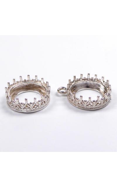 925 Sterling Silber 12mm Lünette runde Kronenfassung mit Schleifenzubehör für Anhänger Charms oder Ohrringe, 2 Stück |  | Artikelnummer: 10227