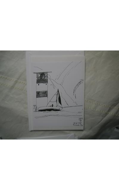 Segelboot mit Leuchtturm Kunstkarte, Portsmouth |  | Artikelnummer: 9-2014