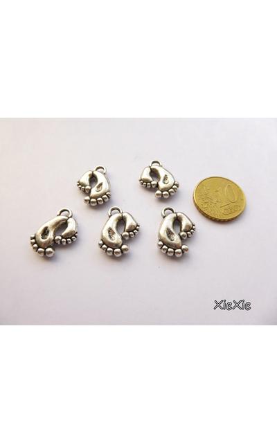 6 Stk. Füße  Anhänger antik silberfarben |  | Artikelnummer: 838