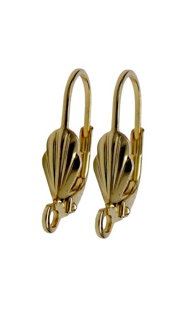 5 Paar 925 Sterling vergoldet Silber French Leaf Klapp Brisuren 17x10mm |  | Artikelnummer: AG103G