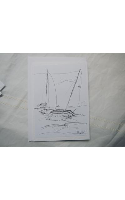 Segelboot Folke 6 gezeichnet, digitalisiert und als Kunstkarte fertig gestellt |  | Artikelnummer: 6-2014