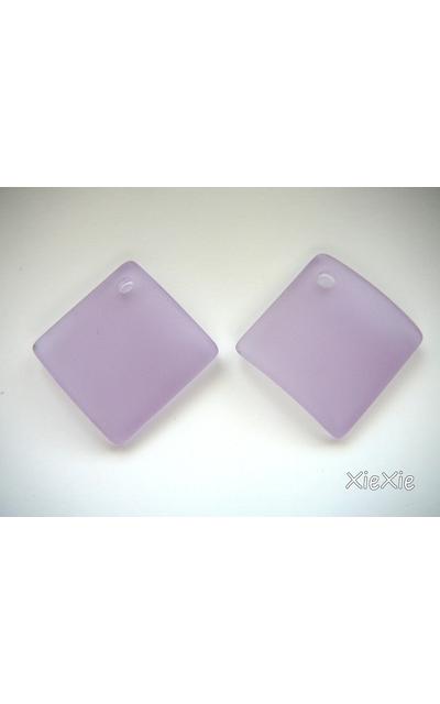 2Stk. Meerglas Anhänger quadratisch flieder |  | Artikelnummer: 865