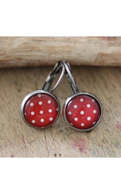 vintage Ohrringe 12 mm /PUNKTE/ | rot weiß | Artikelnummer: 4426-6652-6807