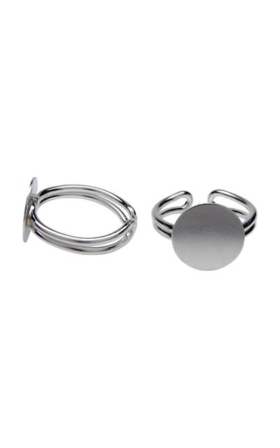 2 Stück 925 Sterling Silber Ringrohlinge 12mm Klebefläche, verstellbare Ringschiene |  | Artikelnummer: SAN47