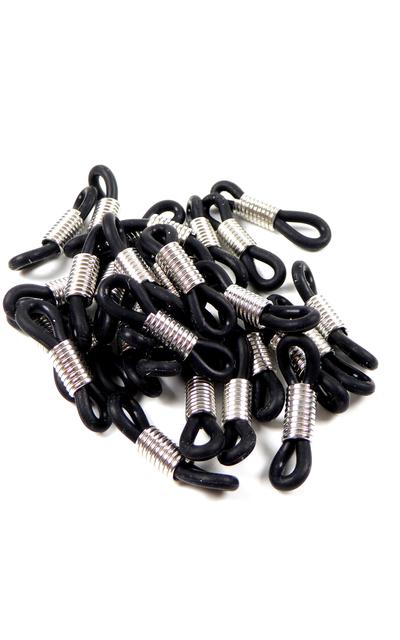 30 Stück Verbinder  für Brillenbänder Brillenöse Brillenschlaufe silberfarben großem Spriralverbinder mit schwarzen Gummi |  | Artikelnummer: B981