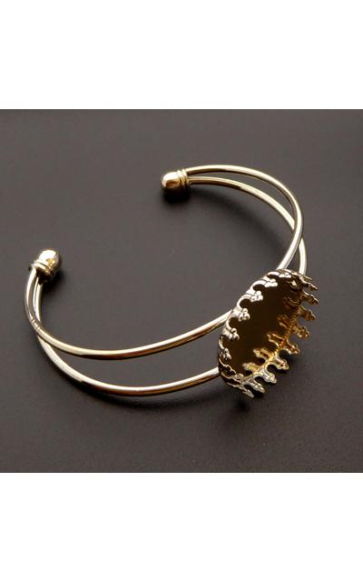 3 Stück Bezel Armreif Rohling für 25mm Cabochon silberfarben |  | Artikelnummer: Arm 25S Bezel