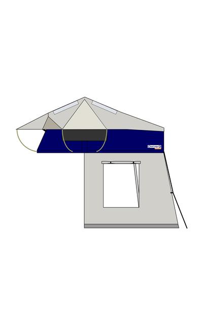Rooflodge Evolution 2 Dachzelt | Größe 140 Extended mit Bodenzelt | Artikelnummer: WoN-NA-Evo2-140-E-BLU-H