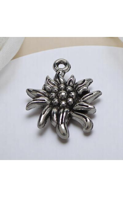 25 Stück Edelweiß Anhänger Charm, antik silberfarben, ca. 20x15mm, Schmuckanhänger für DIY |  | Artikelnummer: 810