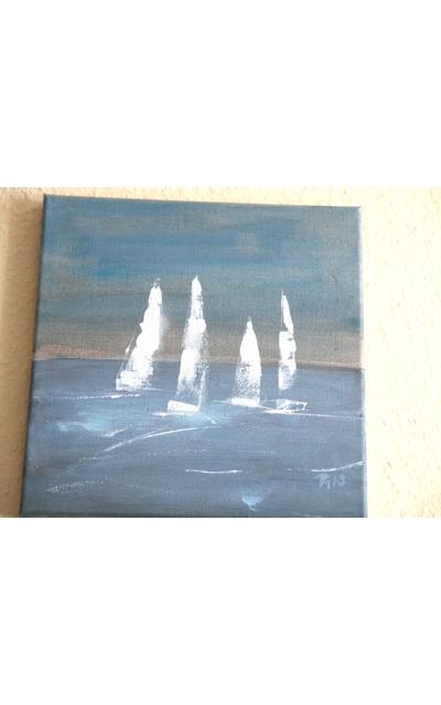 Bild Segelboot, kleines Gemälde, 30s30 | Acrylfarben auf Leinwand | Artikelnummer: 201903 3030lw