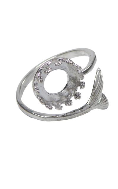 925 Sterling Silber Ring Rohling mit 8mm Fassung mit Fischflosse hell silberfarben |  | Artikelnummer: 10380SH
