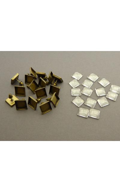 16 Stück Ohrstecker  quadratische 12mm bronzefarben |  | Artikelnummer: 4110