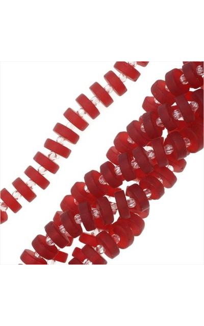 1 Strang  Meerglas Perlen quadratisch rot |  | Artikelnummer: 855