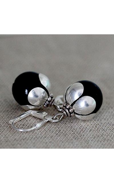 Onyx Ohrringe | versilbert mit Edelstein | Artikelnummer: 0022