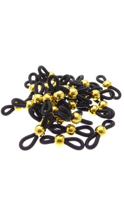 30 Stück Verbinder für Brillenbänder Brillenöse Brillenschlaufe goldfarben Perle mit schwarzem Gummi |  | Artikelnummer: BB973