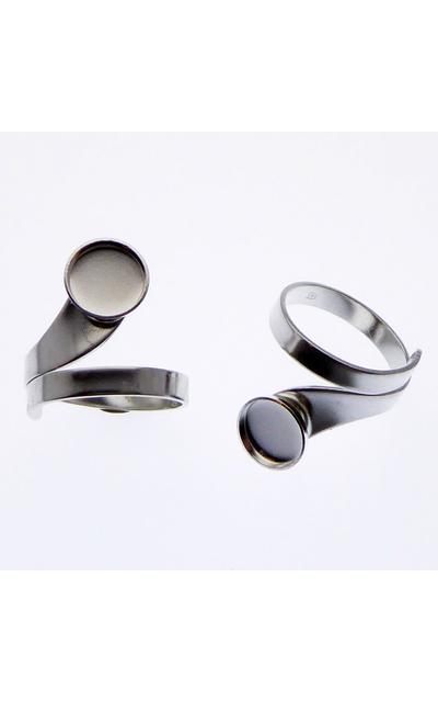 2 Stück 925 Sterling Silber Ring Rohling mit einer 8mm Fassung für Cabochons |  | Artikelnummer: SAN18