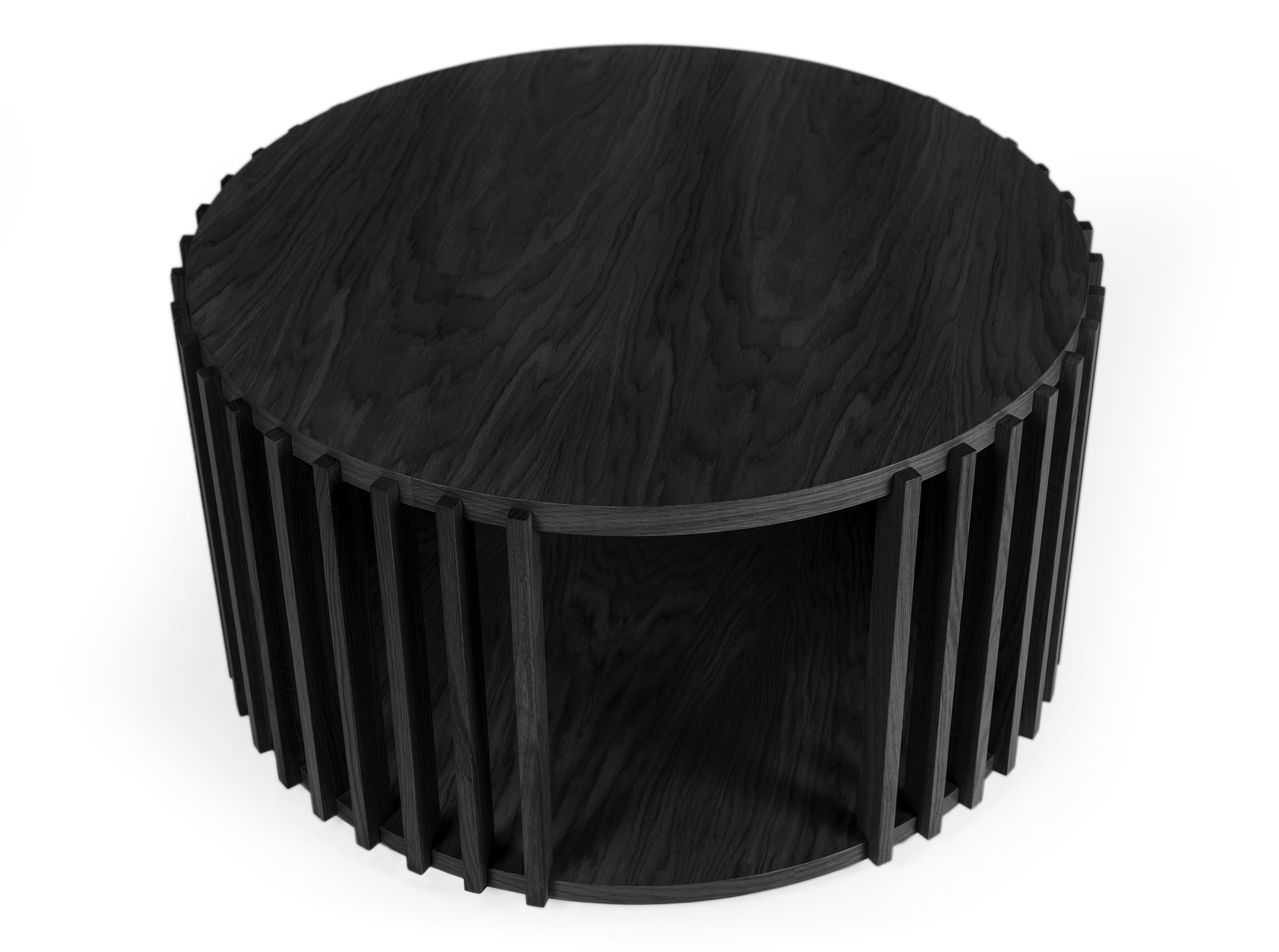 Eleganter runder Couchtisch Holz schwarz
