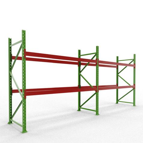 Palettenregal Grundsystem H 2,0 m, gebraucht wie neu  | H 2,0 m | L 5,7 m | Feldlast 6.500 kg | 18 PP | Artikelnummer: PR-KT-BG-200570-2