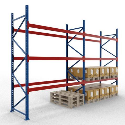 Palettenregal  Grundsystem H 3,5 m, gebraucht wie neu  | H 3,5 m | L 5,7 m | Feldlast 6.500 kg | 24 PP | Artikelnummer: PR-KT-BG-350570-3-65