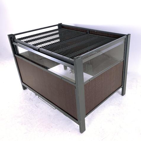 Aktionstisch Holzdekor | Rahmen grau |  Gebrauchtware | 85 x 126 x 88 cm  | Artikelnummer: AT-G-85125
