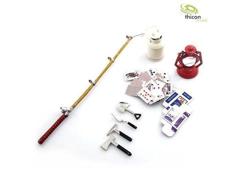 1:10/1:14 Camping-Set 4 mit Angel, Werkzeug und Kartenspiel | Artikelnummer: 4260432971606